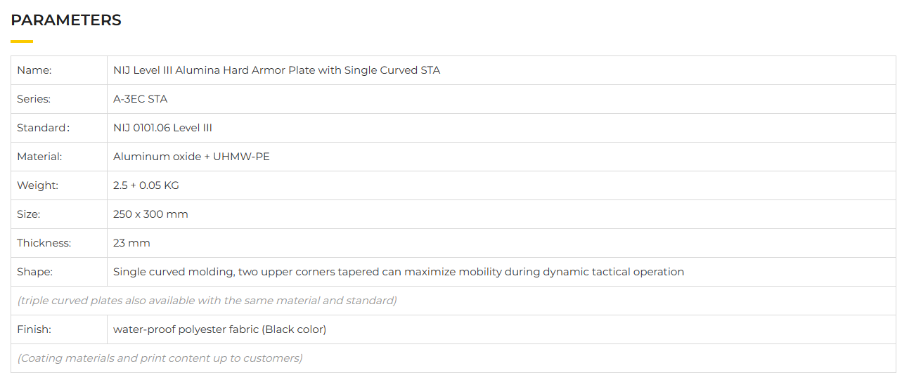 NIJ Level III Alumina Hard Armor Plate With Triple Curved STA-7.png