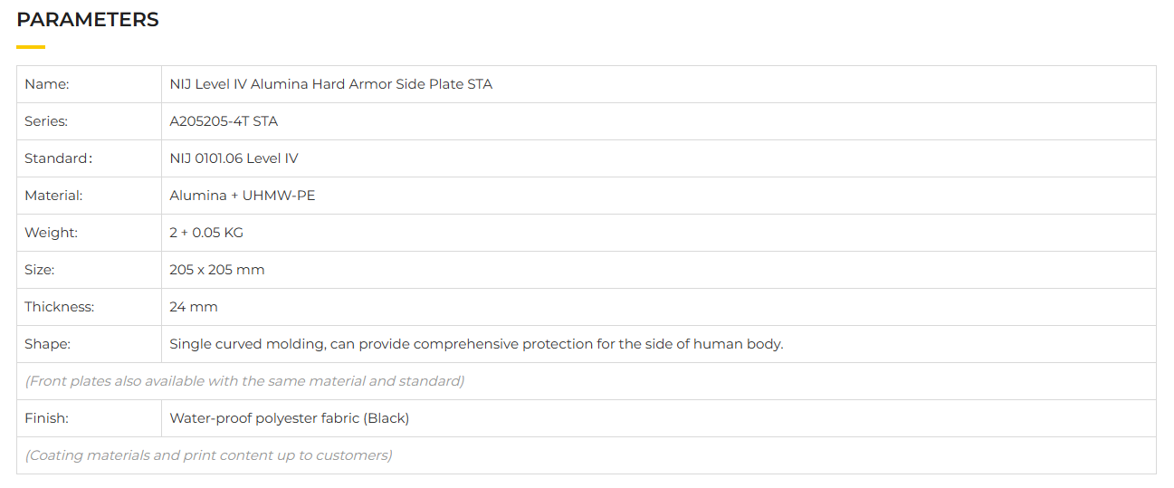 NIJ Level IV Alumina Hard Armor Side Plate STA-5.png