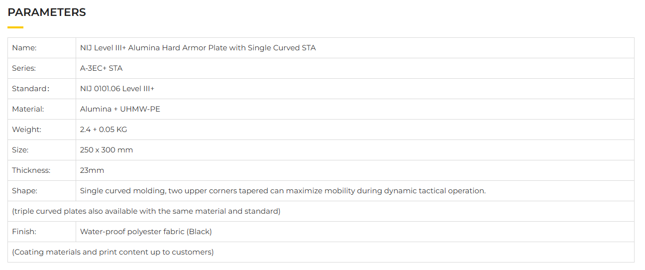 NIJ Level III+ Alumina Hard Armor Plate With Single Curved STA-7.png